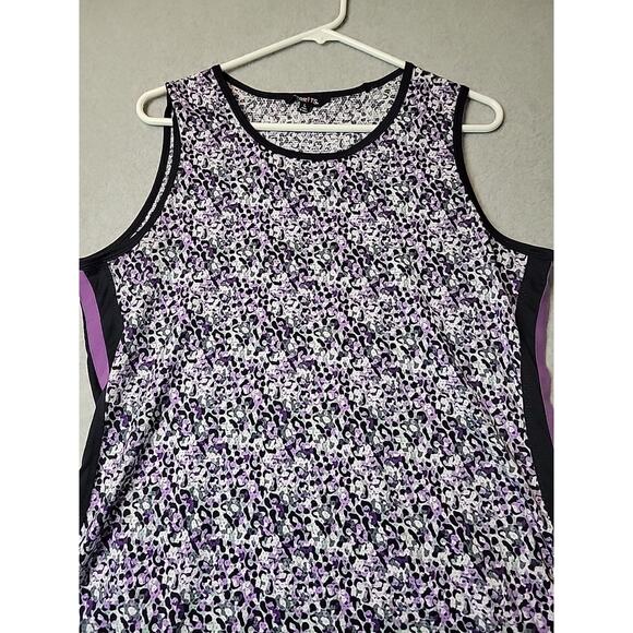 Kerrits Breeze Ice Fil Purple Floral Equestrian Tank Top Women's Large Stretch - Picture 2 of 14